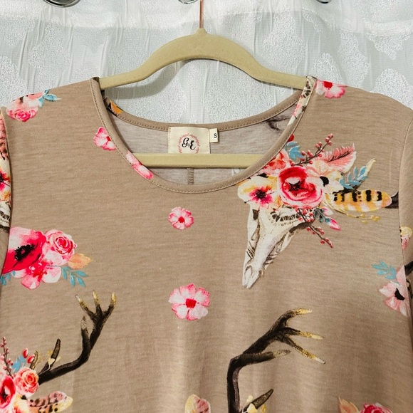 Grace & Emma Spring/summer dress pink & beige beautiful High-Low SZ Small - Picture 5 of 7